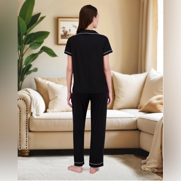 Women's Black BORN Button Up Soft Pajama Set - Picture 2 of 12